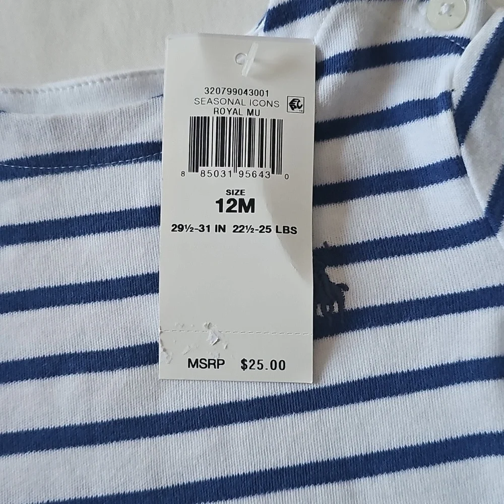 Ralph Lauren Navy White Striped Long Sleeve Tee